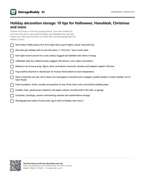 Takeaway checklist — first page
