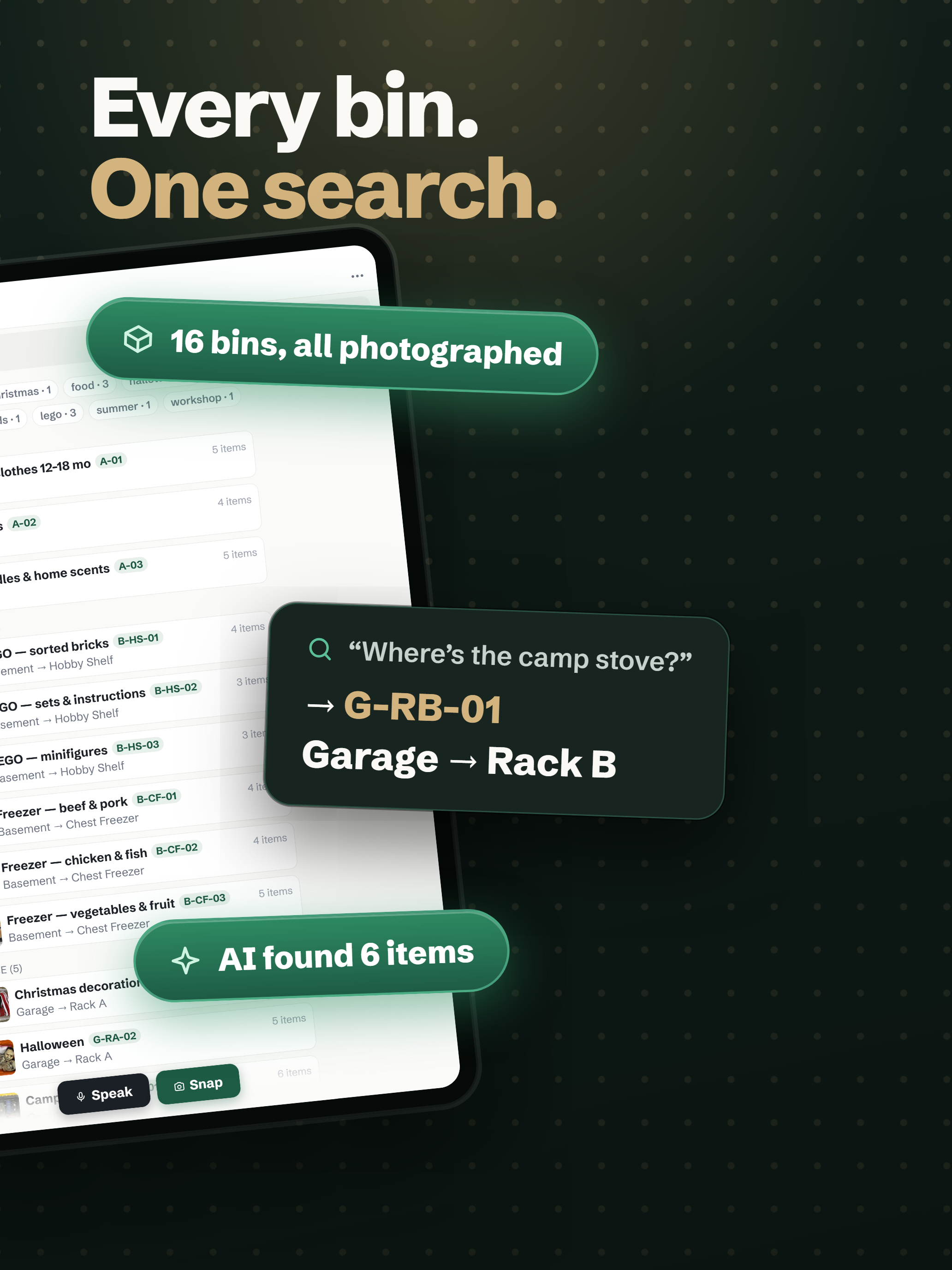 Every bin. One search.
