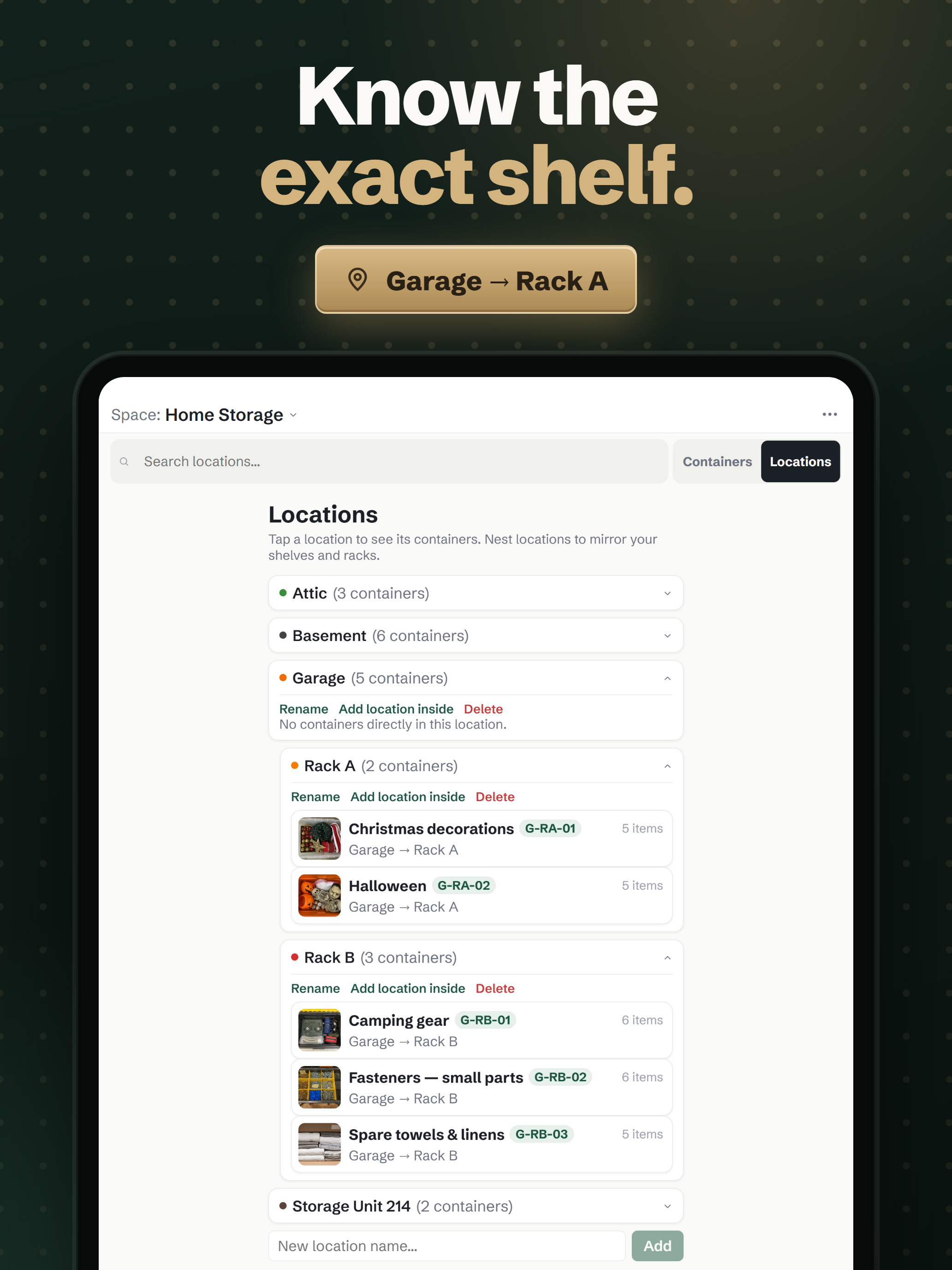 Know the exact shelf.