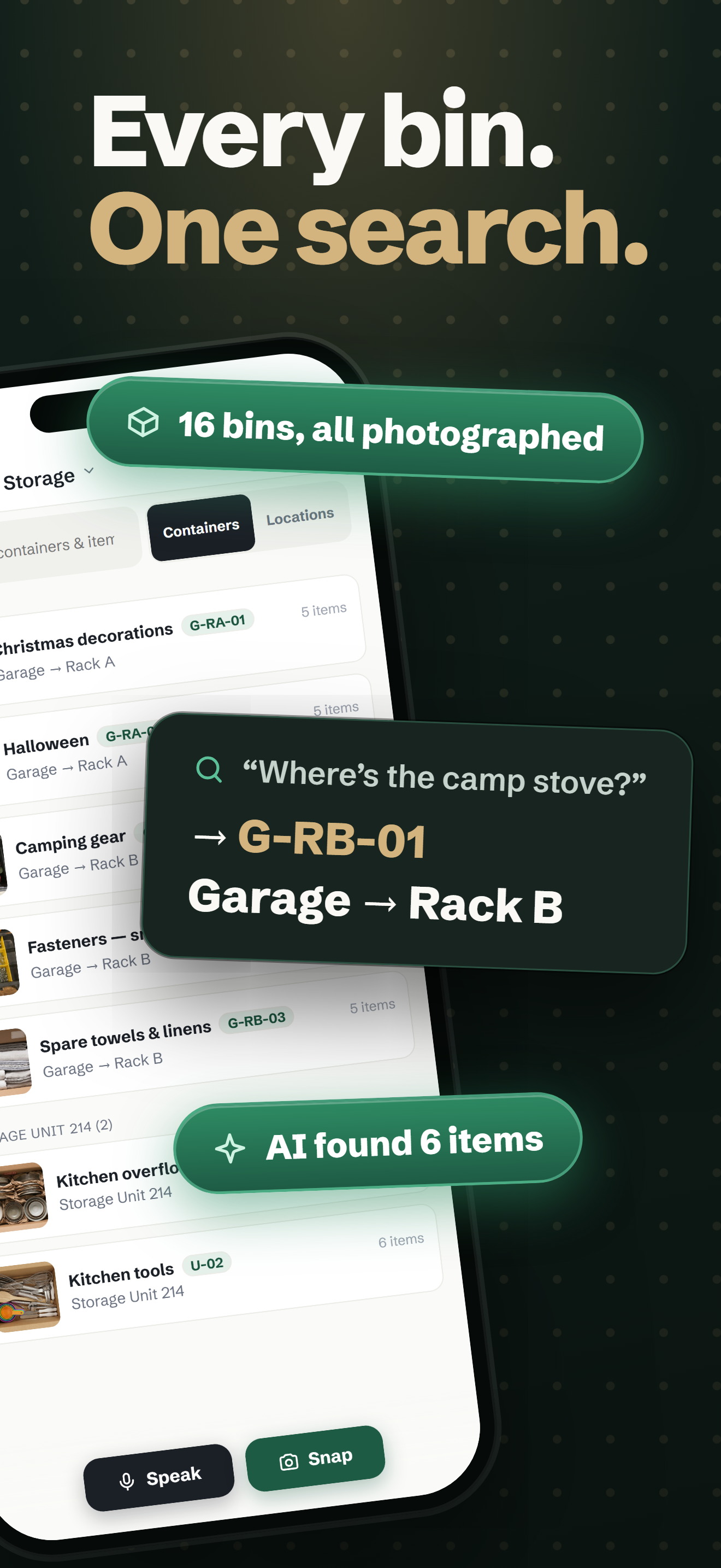 Every bin. One search.