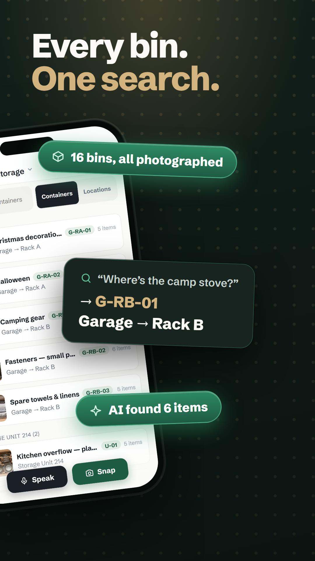 Every bin. One search.